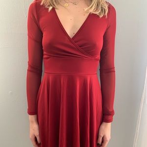Red long sleeve dress